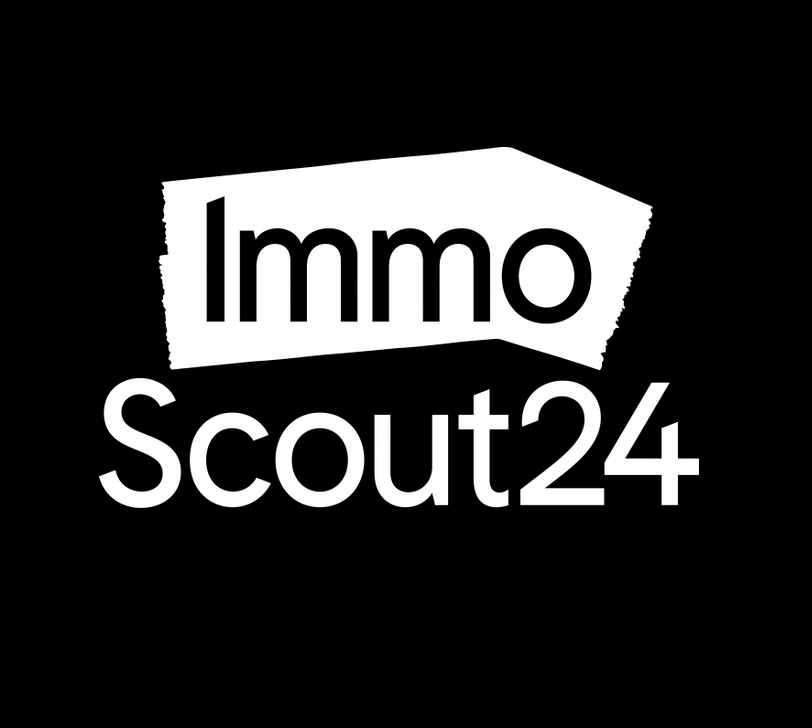 Logo ImmoScout24 in Weiss auf schwarzem Hintergrund